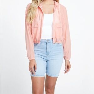 🌺NEW Guess Erin Sheer Hooded Top - Coral, Size Large